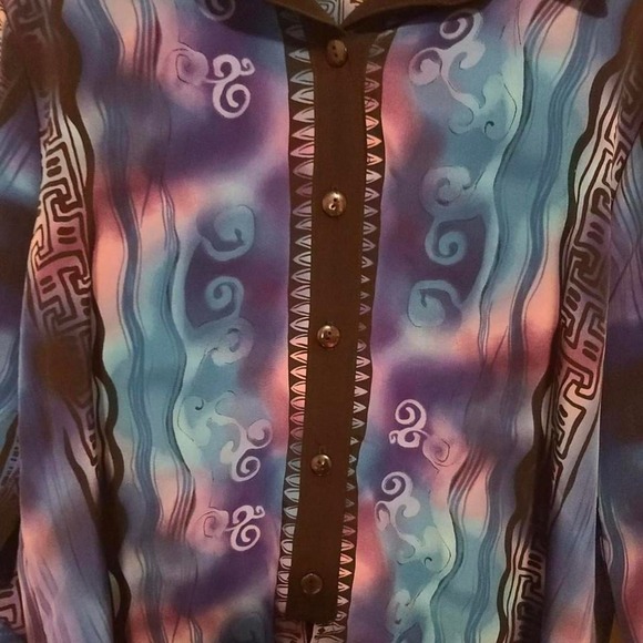 Vintage‎ Maggie Sweet colorful geometric button down womens blouse. - Picture 6 of 8